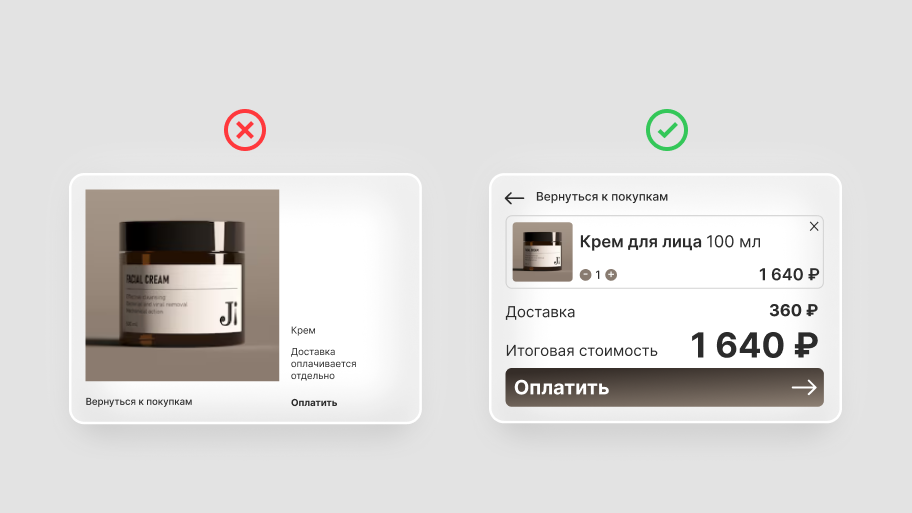 Сравнение хорошей и плохой корзин